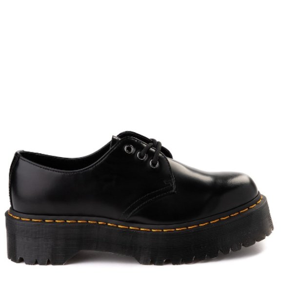 Dr. Martens 1461 Smooth Leather Platform Shoes in Black Polished Smooth - Picture 1 of 2